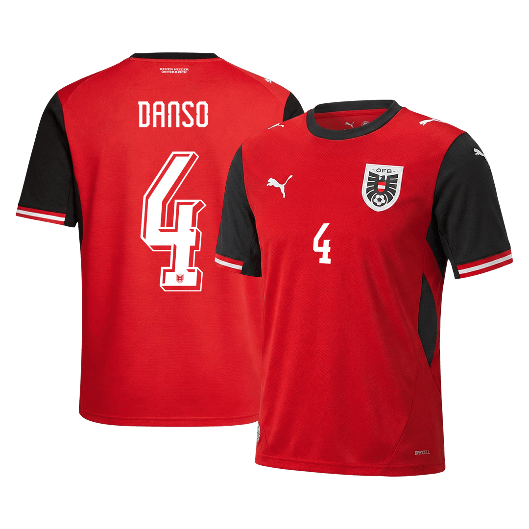 DANSO #4 Austria Home Soccer Jersey World Cup 2026 - gogoalshop