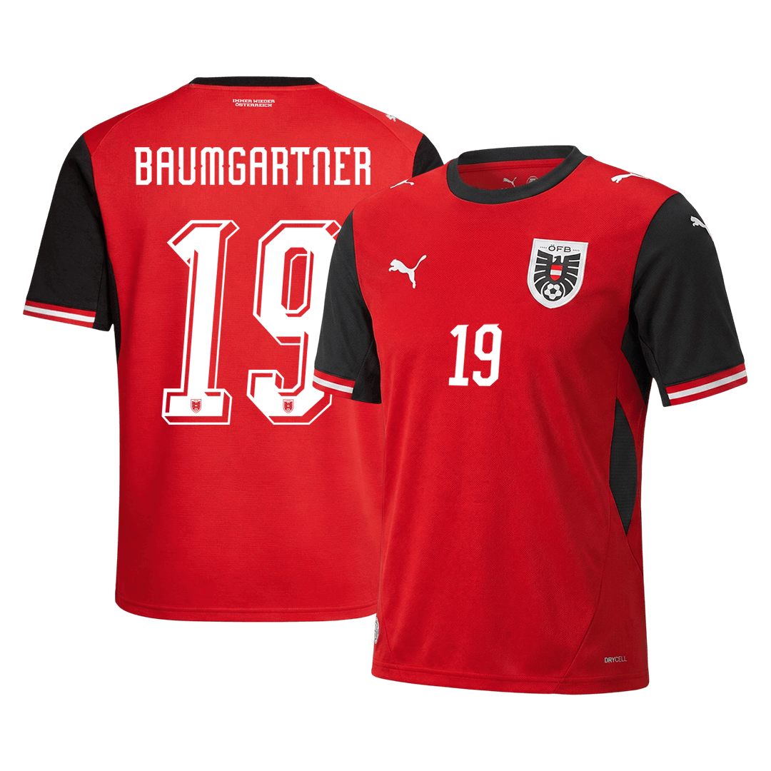 BAUMGARTNER #19 Austria Home Soccer Jersey World Cup 2026 - gogoalshop