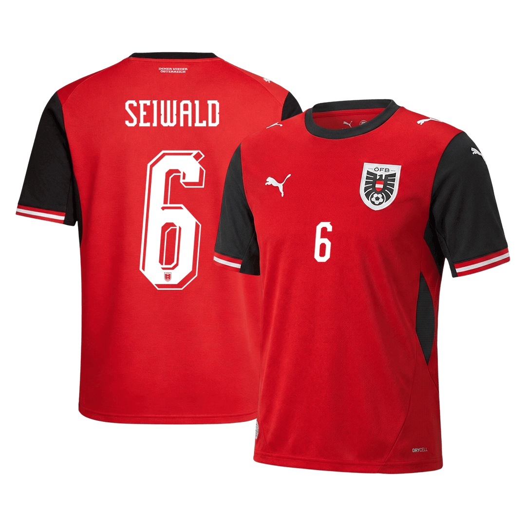 SEIWALD #6 Austria Home Soccer Jersey World Cup 2026 - gogoalshop