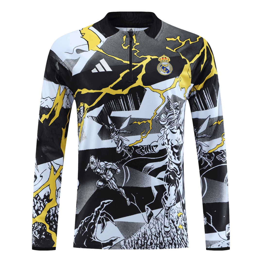 Real Madrid 1/4 Zip Tracksuit 2025/26 Kids Black - gogoalshop