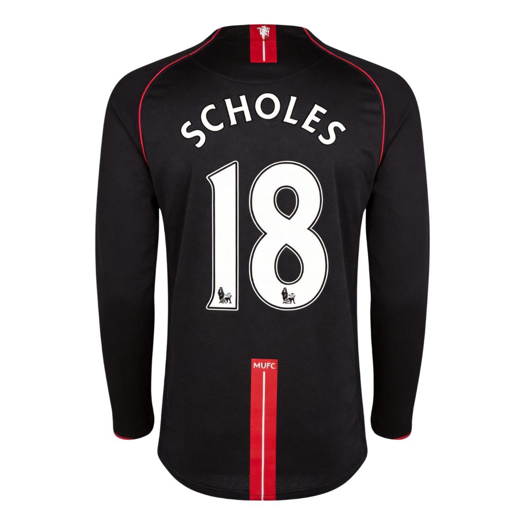 Retro Soccer Jersey SCHOLES #18 Manchester United Away Long Sleeve 2007/08 - gogoalshop
