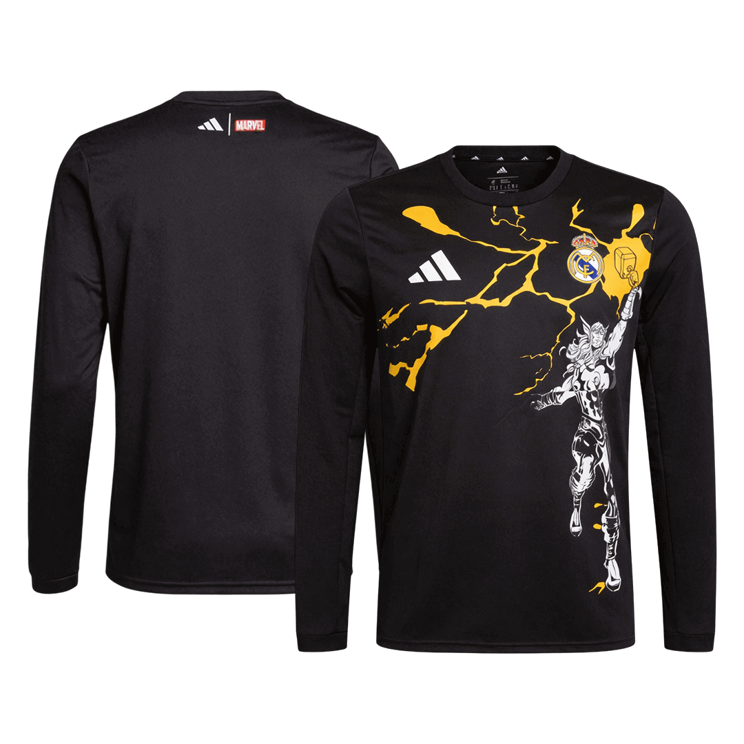 Real Madrid X Marvel Long Sleeve Jersey 25/26 Black - gogoalshop