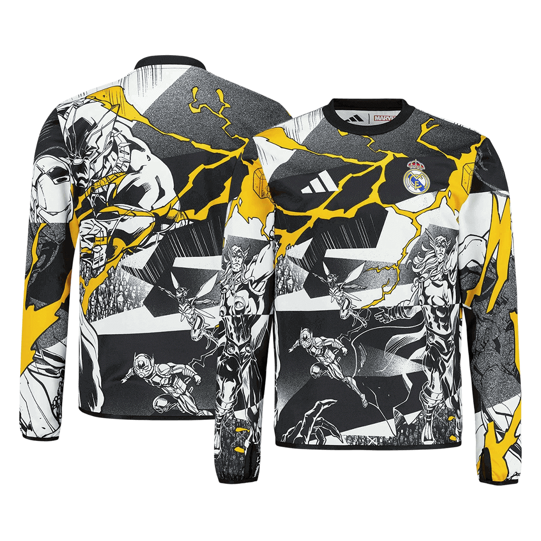 Real Madrid X Marvel Long Sleeve Jersey 25/26 Black&White - gogoalshop