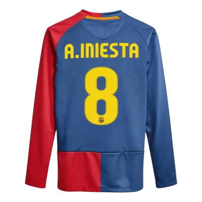 Retro Soccer Jersey A.INIESTA #8 Barcelona Home Long Sleeve 2008/09 - UCL Final - UCL - gogoalshop