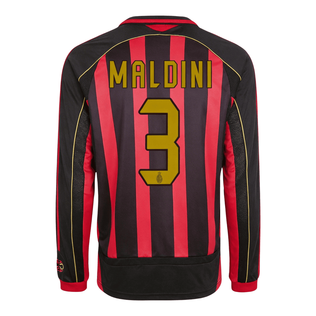 Vintage Soccer Jersey MALDINI #3 AC Milan Home Long Sleeve 2006/07