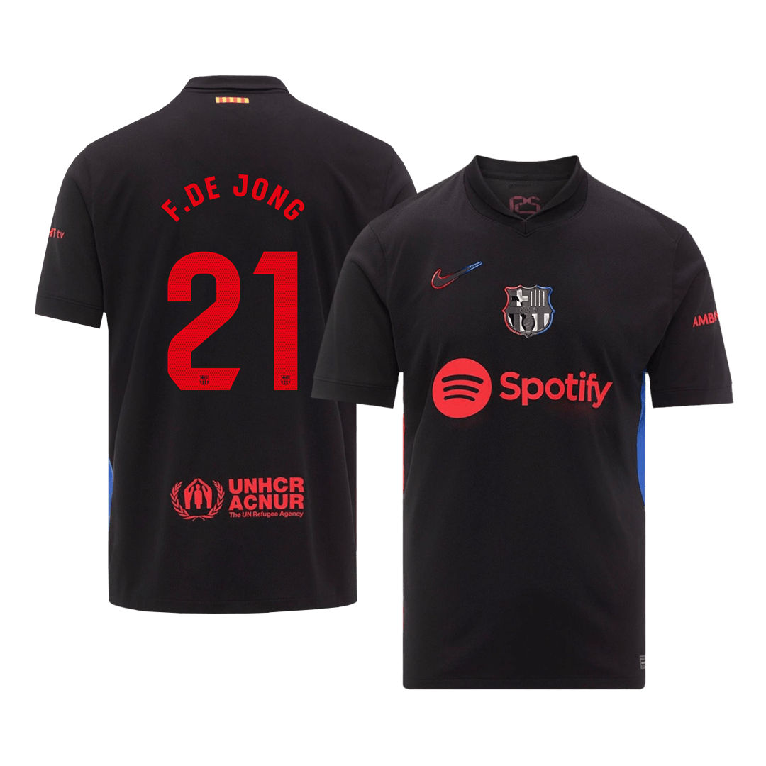 F.DE JONG #21 Barcelona Away Soccer Jersey - Spotify Logo Without Text - gogoalshop