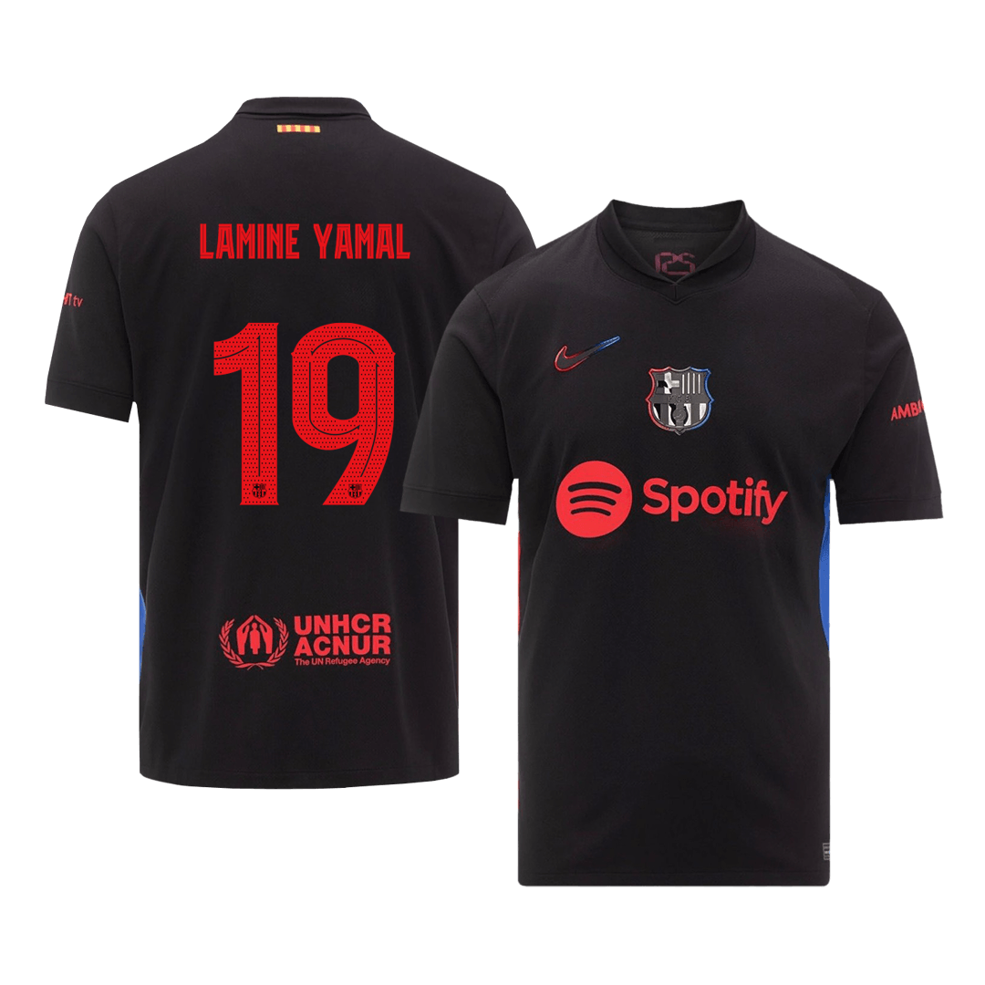 LAMINE YAMAL #19 Barcelona Away Soccer Jersey -UCL (Spotify Logo Without Text) - gogoalshop