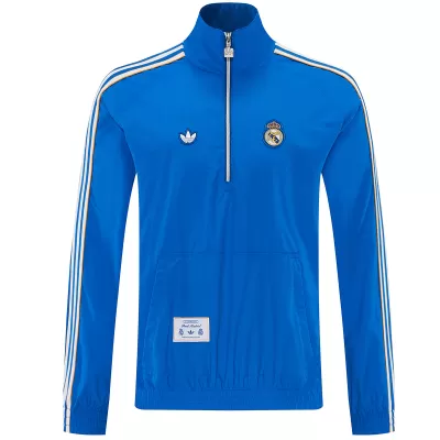 Real Madrid 1/2 Zipper Windbreaker Jacket Blue 2026 - gogoalshop